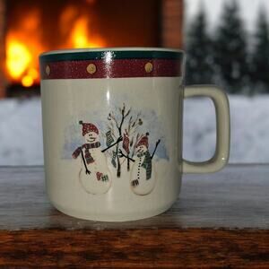 Royal Seasons Snowman Mugs Set of 4 – Winter Holiday Stoneware Coffee Cups